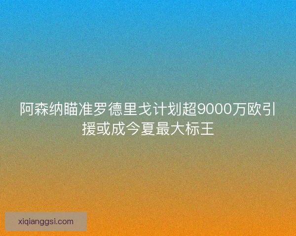 阿森纳瞄准罗德里戈计划超9000万欧引援或成今夏最大标王 阿森纳瞄准罗德里戈计划超9000万欧引援或成今夏最大标王