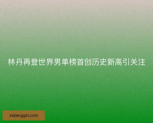 林丹再登世界男单榜首创历史新高引关注