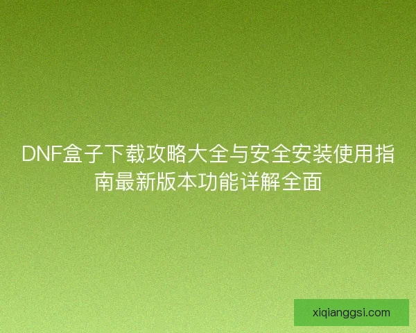 DNF盒子下载攻略大全与安全安装使用指南最新版本功能详解全面 DNF盒子下载攻略大全与安全安装使用指南最新版本功能详解全面
