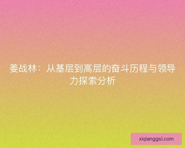 姜战林：从基层到高层的奋斗历程与领导力探索分析