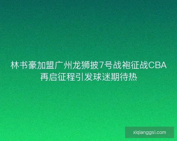 林书豪加盟广州龙狮披7号战袍征战CBA再启征程引发球迷期待热
